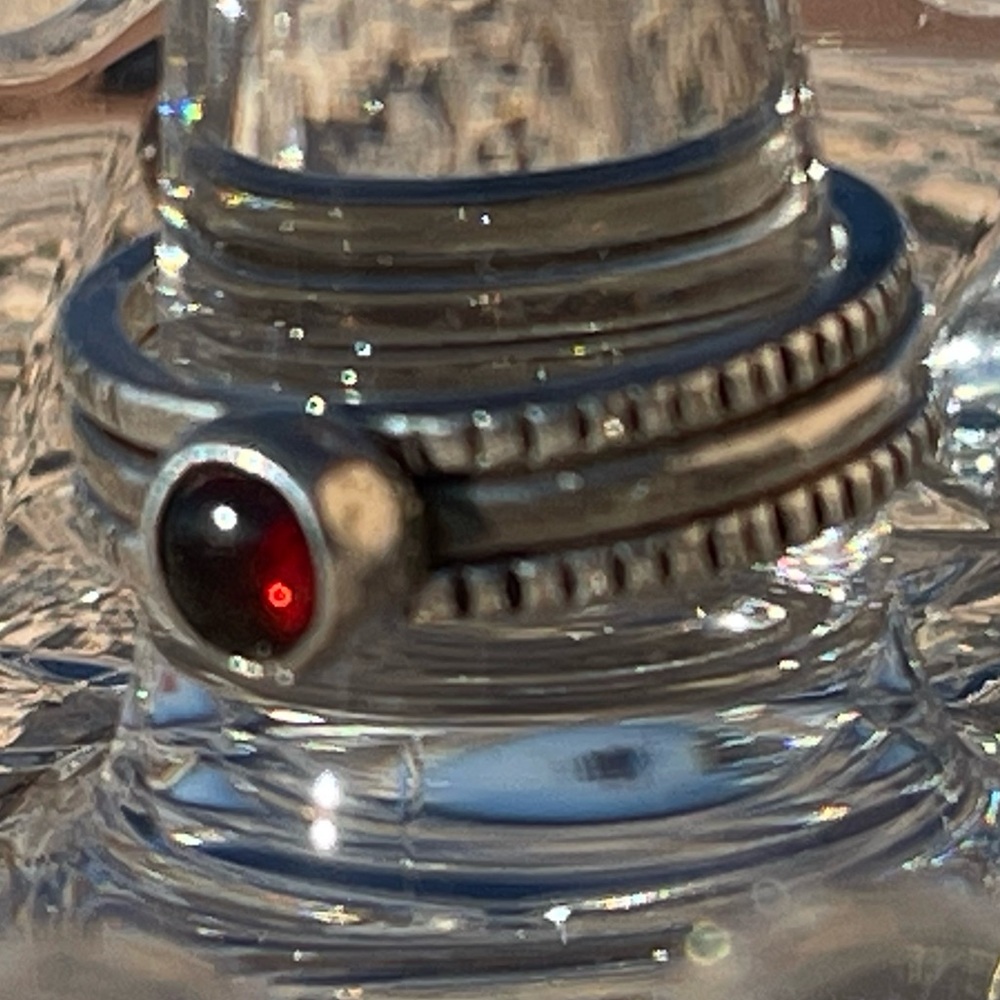 Garnet & Sterling Stack Rings (3) - Picture 3 of 14